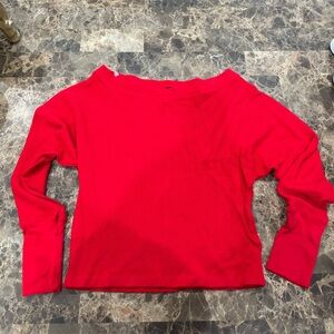 Bobi Cherry Red Off The Shoulder Knit Top